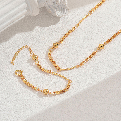 Комплекты цепочек и браслетов из латунных круглых бусин для женских вечеринок