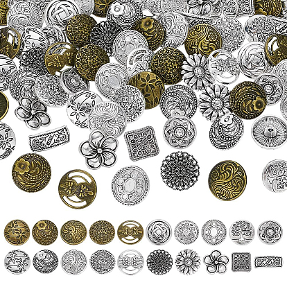 80Pcs 20 Styles 1-Hole Zinc Alloy Shank Buttons, Mixed Shape