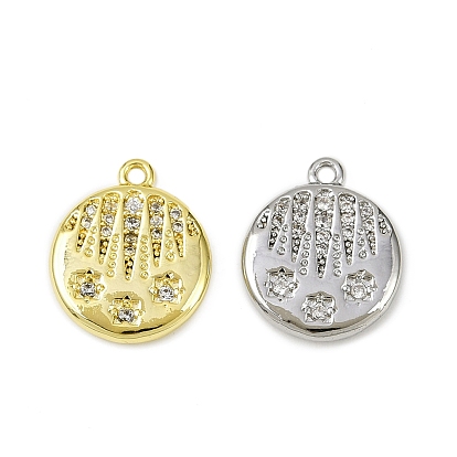 Латунные микропаве прозрачные подвески с фианитом, без кадмия, без никеля и без свинца, плоский круглый с подвесками в виде метеоритной звезды, долговечный