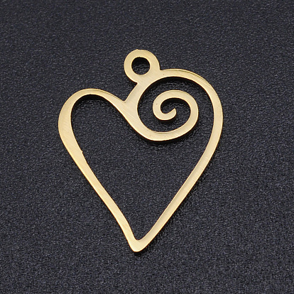 304 Stainless Steel Pendants, Laser Cut, Heart