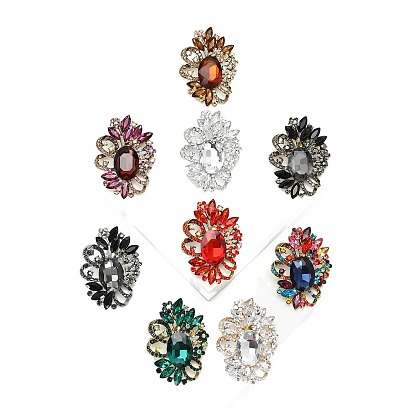 Цветок с овальными брошками из сплава со стразами для одежды рюкзака