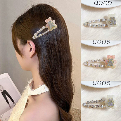 Заколки для волос из хрустального стекла из кожи аллигатора, аксессуары для волос для женщин и девочек, медведь