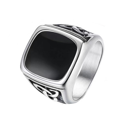 316 Titanium Steel Finger Ring with Enamel for Men