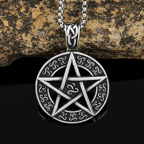 Пентаграмма 304 ожерелья из нержавеющей стали для мужчин