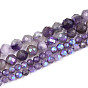 Нити из натуральных аметистовых бусин с покрытием цвета AB, граненый стол ограненный круглый