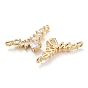 Brass Pave Clear Cubic Zirconia Pendants, Teardrop with Wing Charms