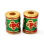 Alloy Enamel Beads, Rack Plating, Column with Fish/Flower/Heart Pattern, Matte Gold Color