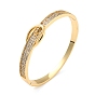 Clear Cubic Zirconia Clasp Shape Bangle, Brass Hinged Flat Band Bangle for Women, Lead Free & Cadmium Free