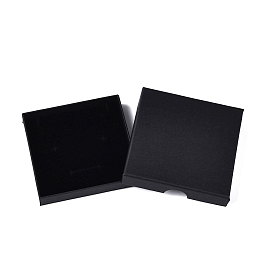 Картонные шкатулки, с черной губкой, для ювелирной подарочной упаковки, квадратный