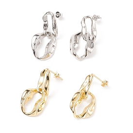 Rack Plating Brass Twisted Oval Dangle Stud Earrings for Women, Cadmium Free & Lead Free