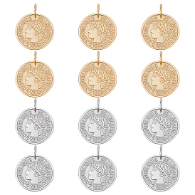 12шт. 2 цвета 304 подвески из нержавеющей стали для монет, Republique Francaise 1808