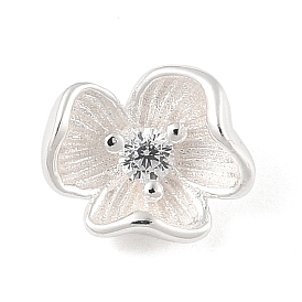 925 подвески-цветы из стерлингового серебра с микропаве из прозрачных кубических цирконий, с печатью 925