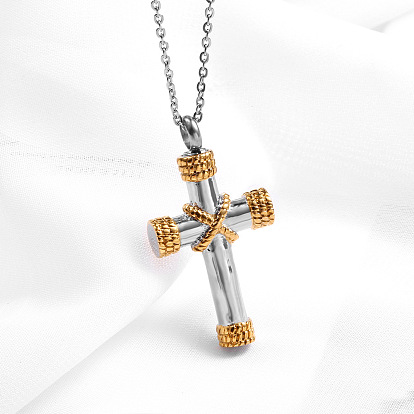 Cross Urn Ashes Pendant Necklace, 316L Stainless Steel Memorial Jewelry for Women