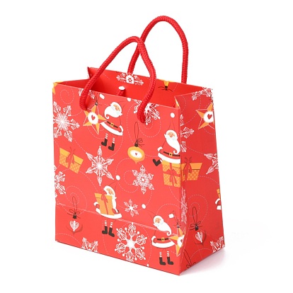 Christmas Themed Paper Bags, Rectangle, for Jewelry Storage