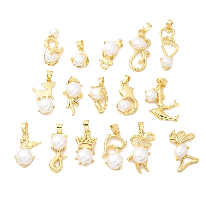 Стойки обшивки латунные подвески, с ABS имитации жемчуга, долговечный, без свинца и без кадмия, реальный 18 k позолоченный