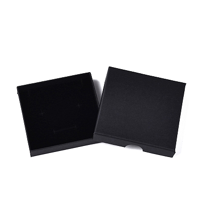 Картонные шкатулки, с черной губкой, для ювелирной подарочной упаковки, квадратный