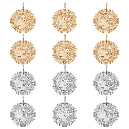 12шт. 2 цвета 304 подвески из нержавеющей стали для монет, Republique Francaise 1808