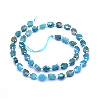 Natural Apatite Beads Strands, Faceted, Oval