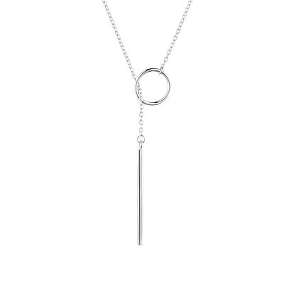 925 collar de lazo de plata de ley, con anillo y colgante de barra