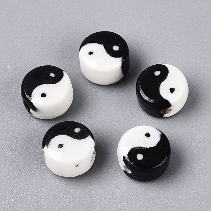 Расписанные вручную фарфоровые бусины, пастельный фарфор, инь-ян