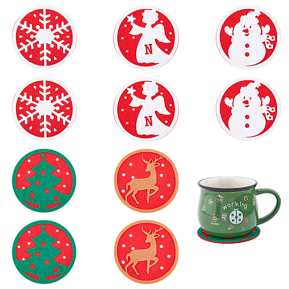 20Pcs 5 Style Polyster Felt Heat Resistant Cup Mats, Flat Round Coaster