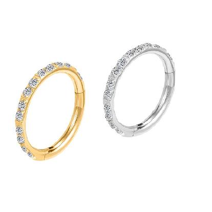 304 Кольца для носа из нержавеющей стали с микропаве из прозрачного кубического циркония