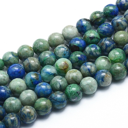 Assembled Synthetic Chrysocolla and Lapis Lazuli Beads Strands, Round