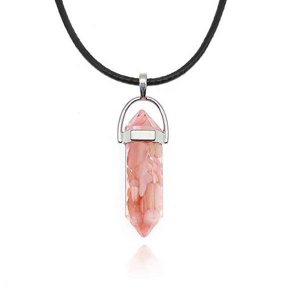 Dyed Natural Shell Pendant Necklaces, Bullet
