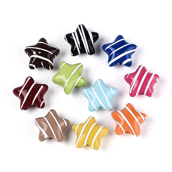 Непрозрачные акриловые эмалированные бусины, полосатые бусины, звезда