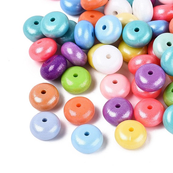 Pearlized Silicone Beads, Rondelle, with Glitter Powder