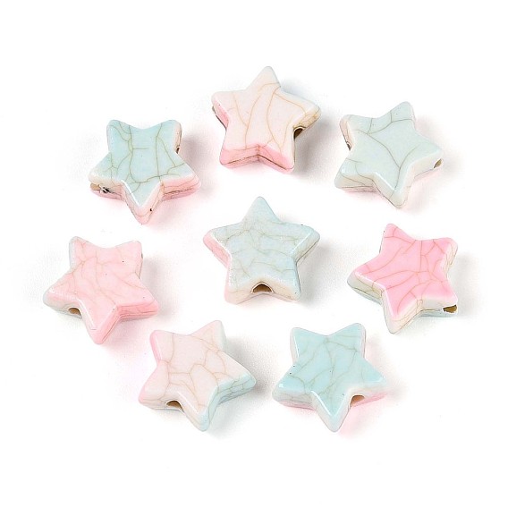 Хрустящие непрозрачные акриловые бусины, имитация бирюзовый, звезда, два тона