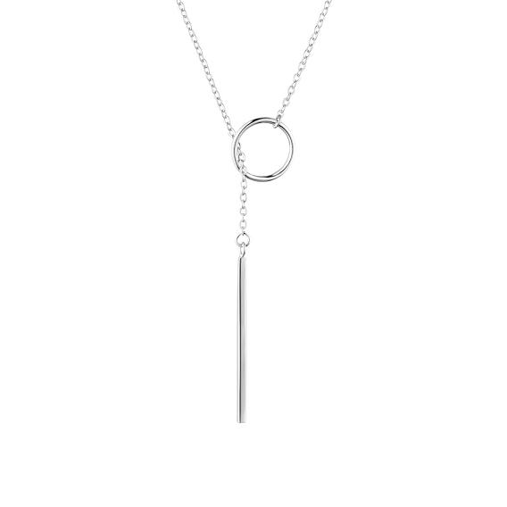 925 Sterling Silver Lariat Necklace, with Ring and Bar Pendant