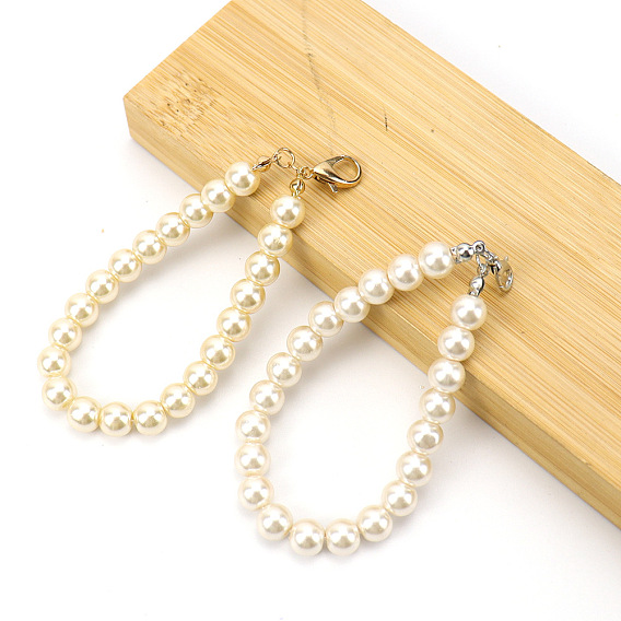 Plastic Imitation Pearl Chain Keychain Pendant Decorations, wirth Alloy Lobster Claw Clasp