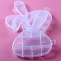 9 Grids Rabbit Shape Plastic Organizer Boxes, Storage Container for Beads Jewelry Nail Art Small Items