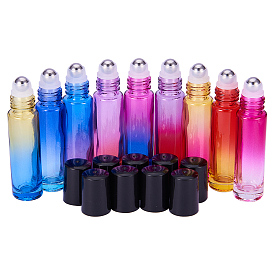 Glass Gradient Color Essential Oil Empty Perfume Bottle, with Roller Ball