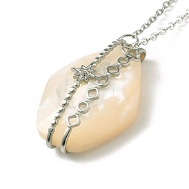 Shell Pendant Necklaces, with 304 Stainless Steel Cable Chain and 201 Stainless Steel Lobster Claw Clasps