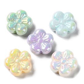 UV Plating Acrylic Beads, Iridescent, Flower
