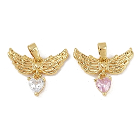Латунные микро проложить кубического циркония подвески, без кадмия и без свинца, подвески в виде крыльев и сердец, реальный 18 k позолоченный