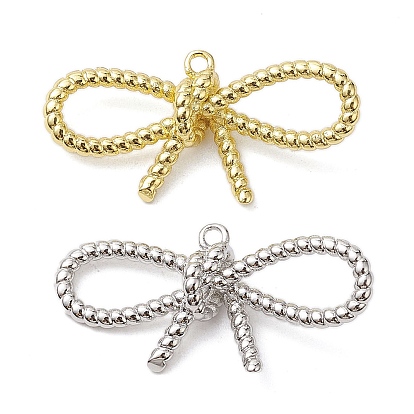 Rack Plating Brass Pendants, Long-Lasting Plated, Lead Free & Cadmium Free, Bowknot