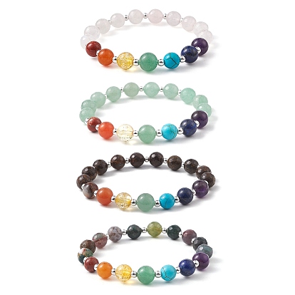 Смешанный драгоценный камень бисер браслеты, Браслет с энергетическим камнем Рейки для исцеления, круглые