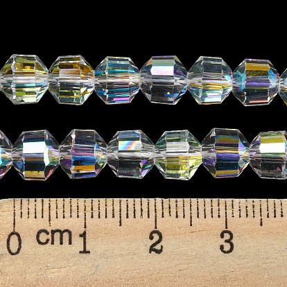Electroplate Glass Beads Strands, AB Color, Faceted, Column