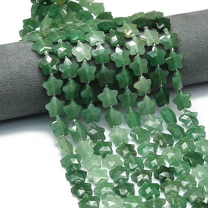 Естественный зеленый авантюрин бисер нитей, граненые, звезда, с бисером
