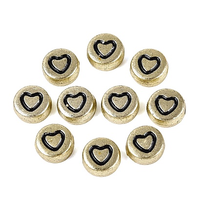 Plating Opaque Acrylic Beads, Craft Beads, Flat Round & Heart