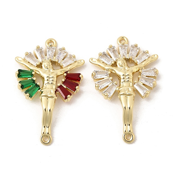 Латунь, инкрустация кубическим цирконием, религия, крест, крест, звенья, соединитель, подвески, реальный 18 k позолоченный, долговечный, стойки покрытие, без свинца и без кадмия