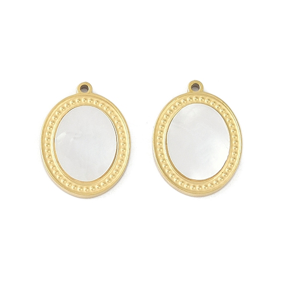 Ионное покрытие (ip) 304 подвески из нержавеющей стали, с паве-ракушкой, овальный шарм