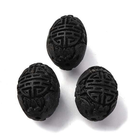 Киноварь бисера, резные лакированные, овальные с цветком