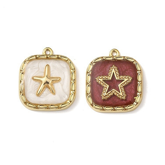 304 нержавеющей стальной эмали подвески, квадратные и морские звезды/звездчатые подвески, золотые