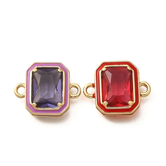 Латунные подвески-соединители из стекла в форме прямоугольника, реальный 18 k позолоченный, без кадмия и без свинца, долговечный, стойки покрытие