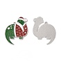 Christmas Theme Rack Plating Alloy Enamel Pendants, with Glitter Powder, Dinosaur with Hat Charms