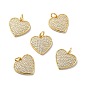 Сердце латунные микро проложить кубического циркония подвески, с прыжковых колец, без кадмия, без никеля и без свинца, реальный 18 k позолоченный